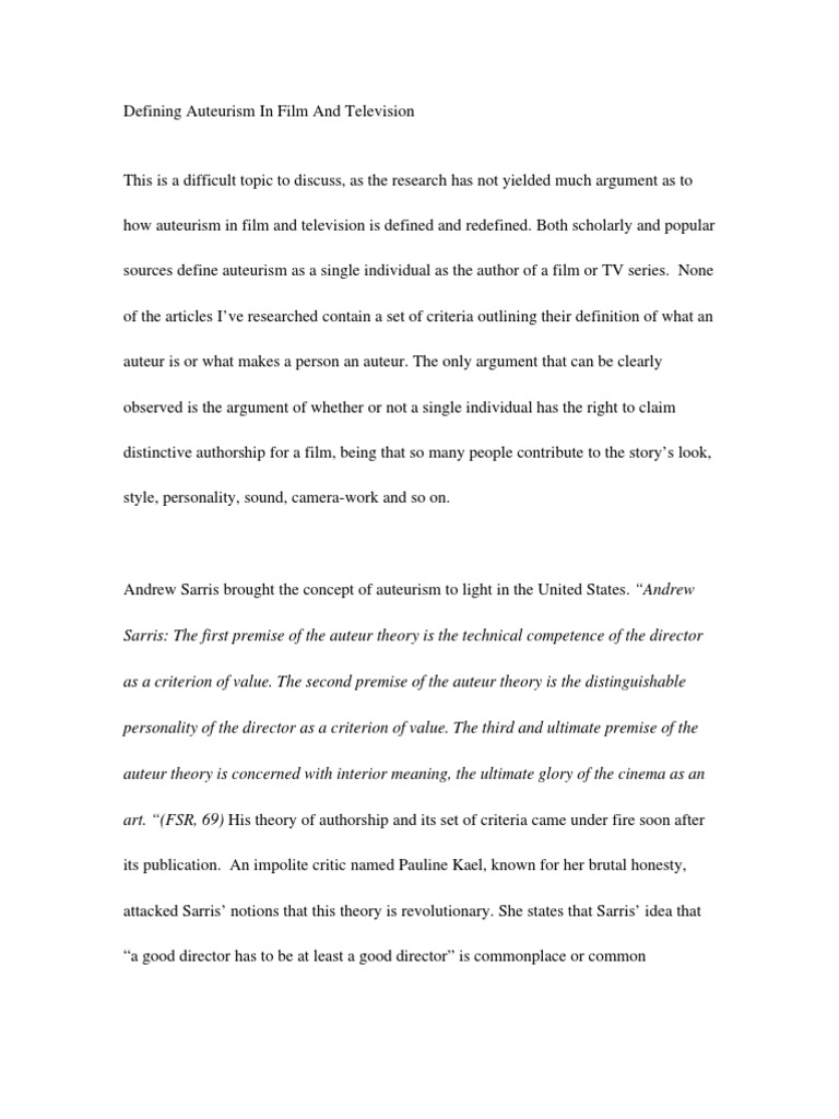 why are auteurs important Film autuerism essay
